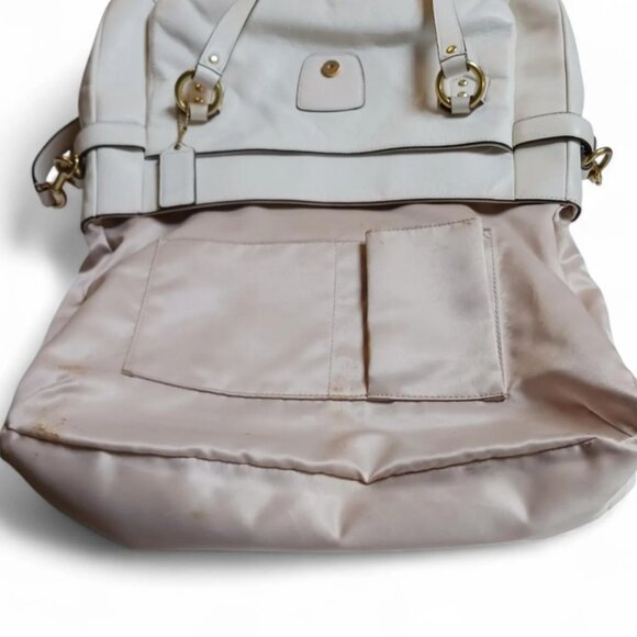 Coach Campbell Eva Flap Satchel White Leather Tote - Picture 8 of 12